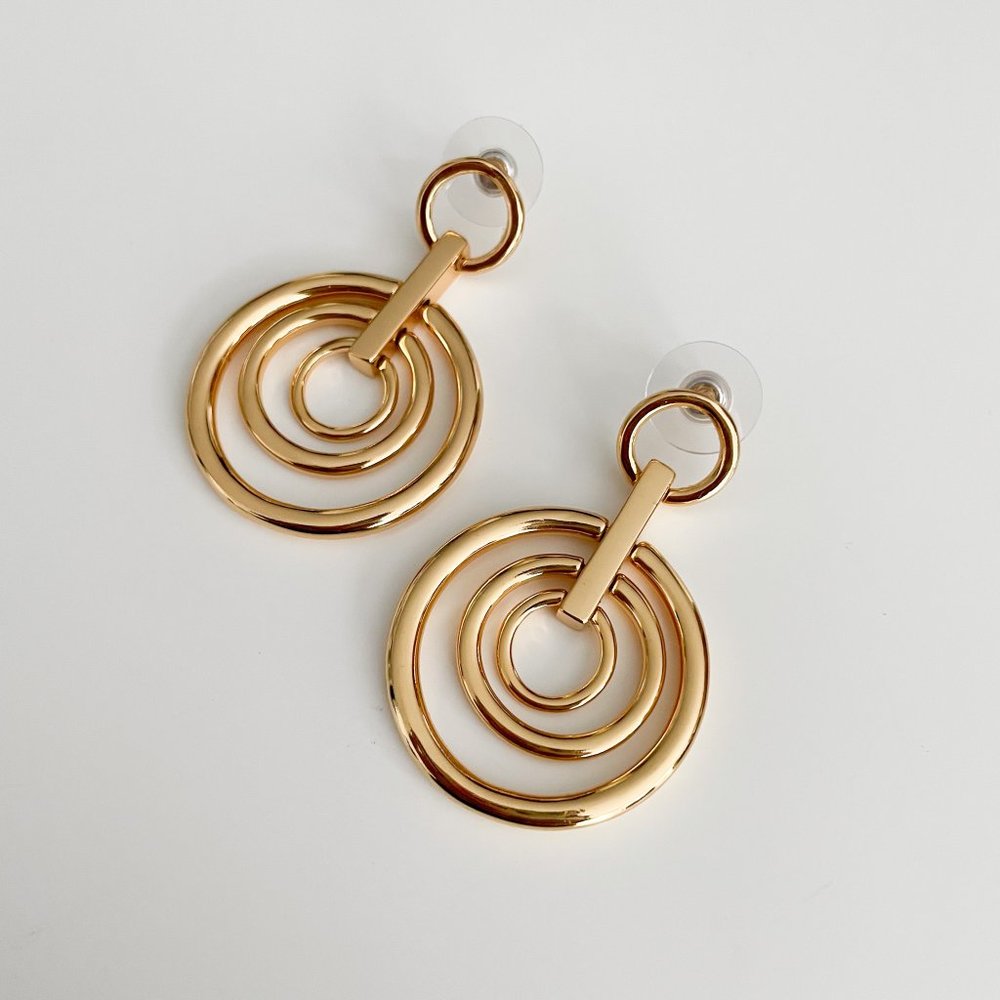 J. Crew Gold-Tone Circle Earrings (Burnished Gold) - Picture 2 of 3